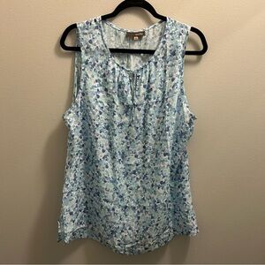 Crosby Blue Floral Sleeveless Silky Blouse
